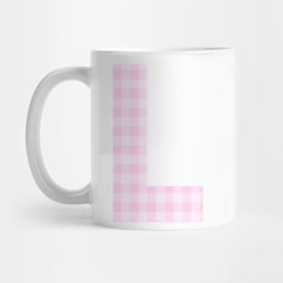 Pink Letter L in Plaid Pattern Background. Mug